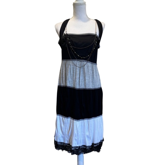 NWT Bai Amour Doublelayer Black, White, and Grey Sleeveless Dress. Medium - Picture 9 of 10